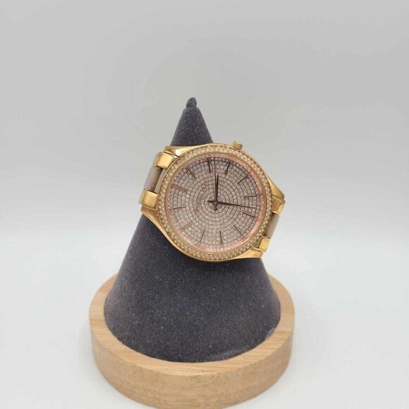 Michael Kors Slim Runway Rose Gold Tone Watch Crystal Face and Bezel   Working! - Picture 9 of 9